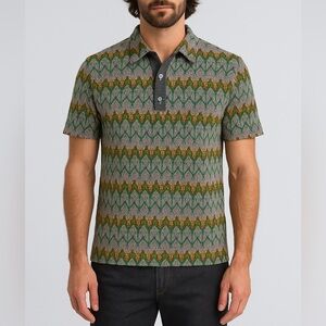 Mr. Turk Chevron striped pattern short sleeve polo - L